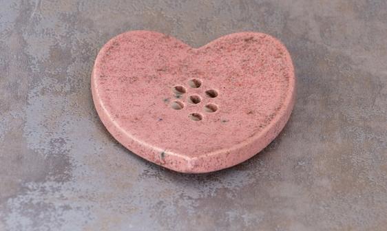 Heart-Shaped Handmade Ceramic Soap Dish - Blossom
