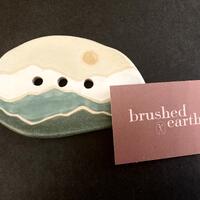 Handmade Ceramic Soap Dish by Brushed Earth (Blue/Green)