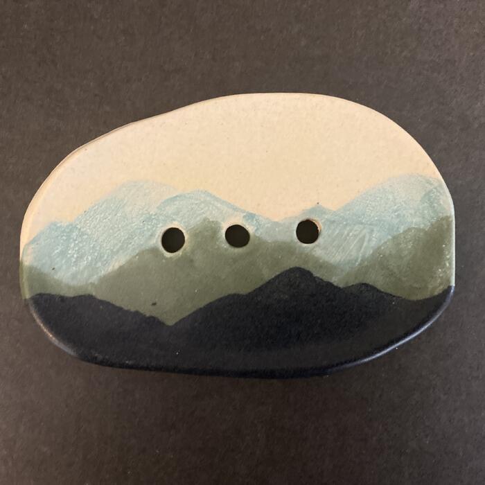 Handmade Ceramic Soap Dish by Brushed Earth (Blue)