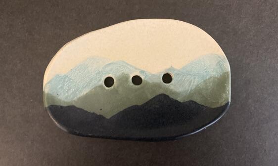 Handmade Ceramic Soap Dish by Brushed Earth (Blue)