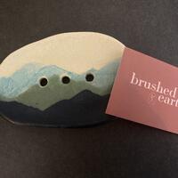 Handmade Ceramic Soap Dish by Brushed Earth (Blue)