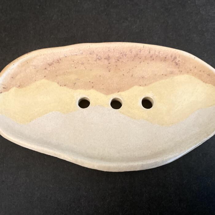 Handmade Ceramic Soap Dish by Brushed Earth (Orange/Cream)