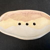Handmade Ceramic Soap Dish by Brushed Earth (Orange/Cream)