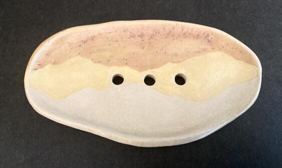 Handmade Ceramic Soap Dish by Brushed Earth (Orange/Cream)