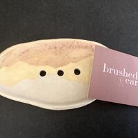 Handmade Ceramic Soap Dish by Brushed Earth (Orange/Cream)