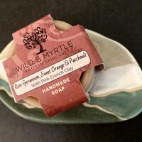 Handmade Ceramic Soap Dish by Brushed Earth (Blue/Green)