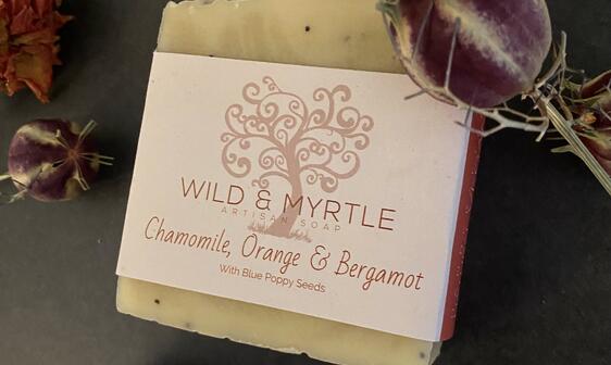 Roman Chamomile, Orange and Bergamot with Blue Poppy Seeds Handmade Botanical Soap