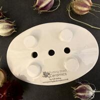 Handmade Embossed Ceramic Soap Dish - Daisy (Oval)