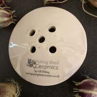 Handmade Embossed Ceramic Soap Dish - Daisy (Circular)