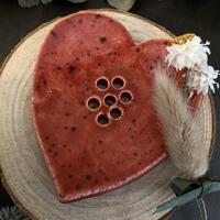Heart-Shaped Handmade Ceramic Soap Dish - Berry