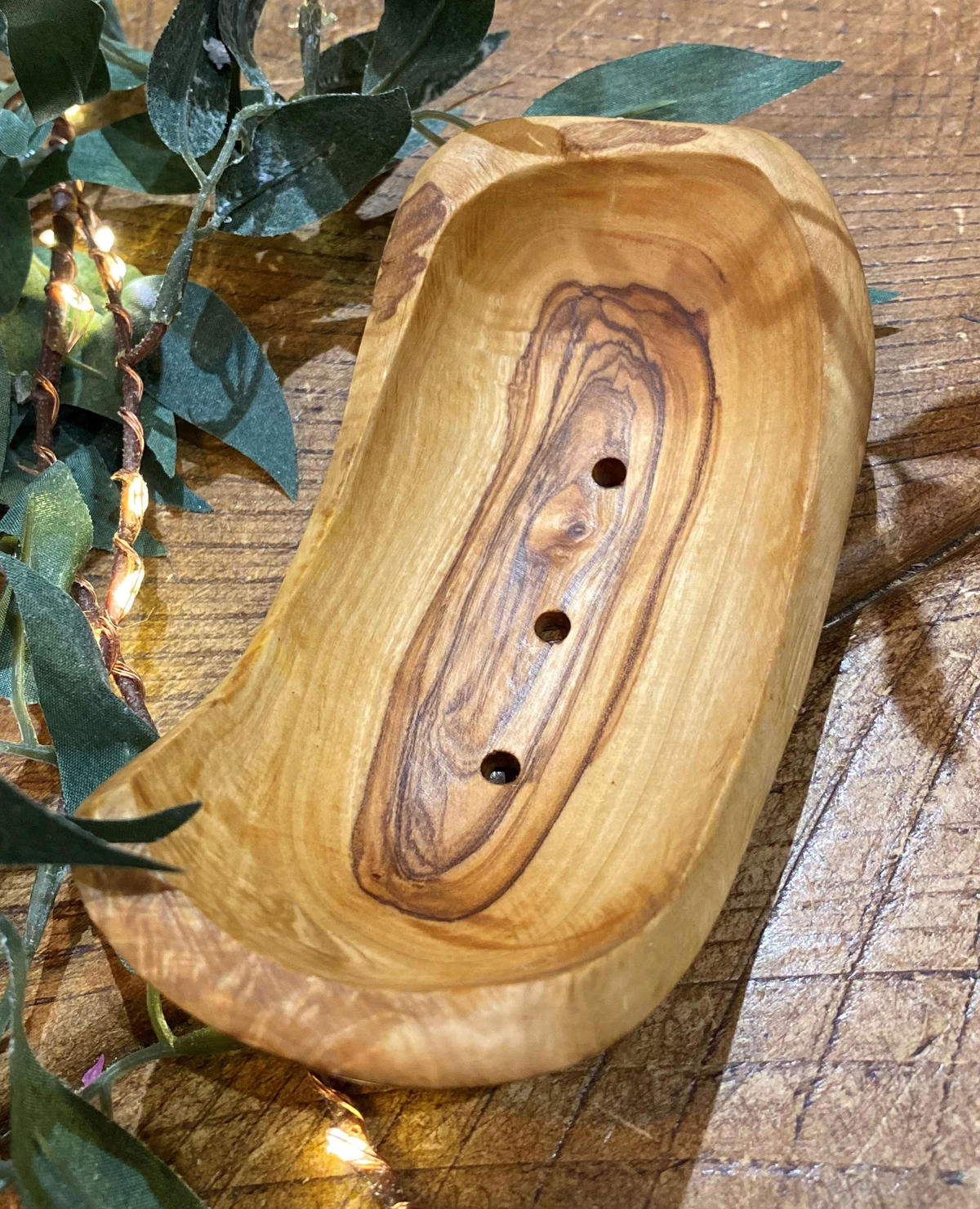 Deep Quirky Olive Wood Soap Dish Wild & Myrtle