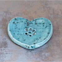 Heart-Shaped Handmade Ceramic Soap Dish - Ocean