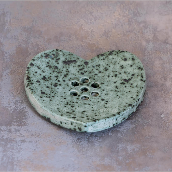Heart-Shaped Handmade Ceramic Soap Dish - Rockpool