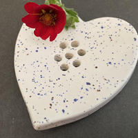 Heart-Shaped Handmade Ceramic Soap Dish - White Sand