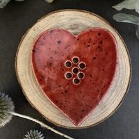 Heart-Shaped Handmade Ceramic Soap Dish - Berry