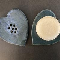 Heart-Shaped Handmade Ceramic Soap Dish - Marine