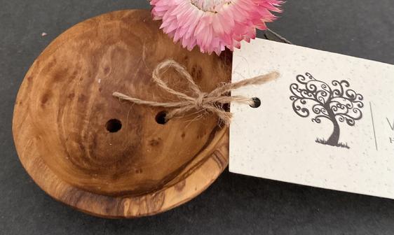Small Round Olive Wood Soap Dish